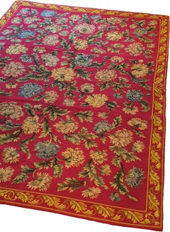 669 -  19th Century Needlepoint Rug Floral