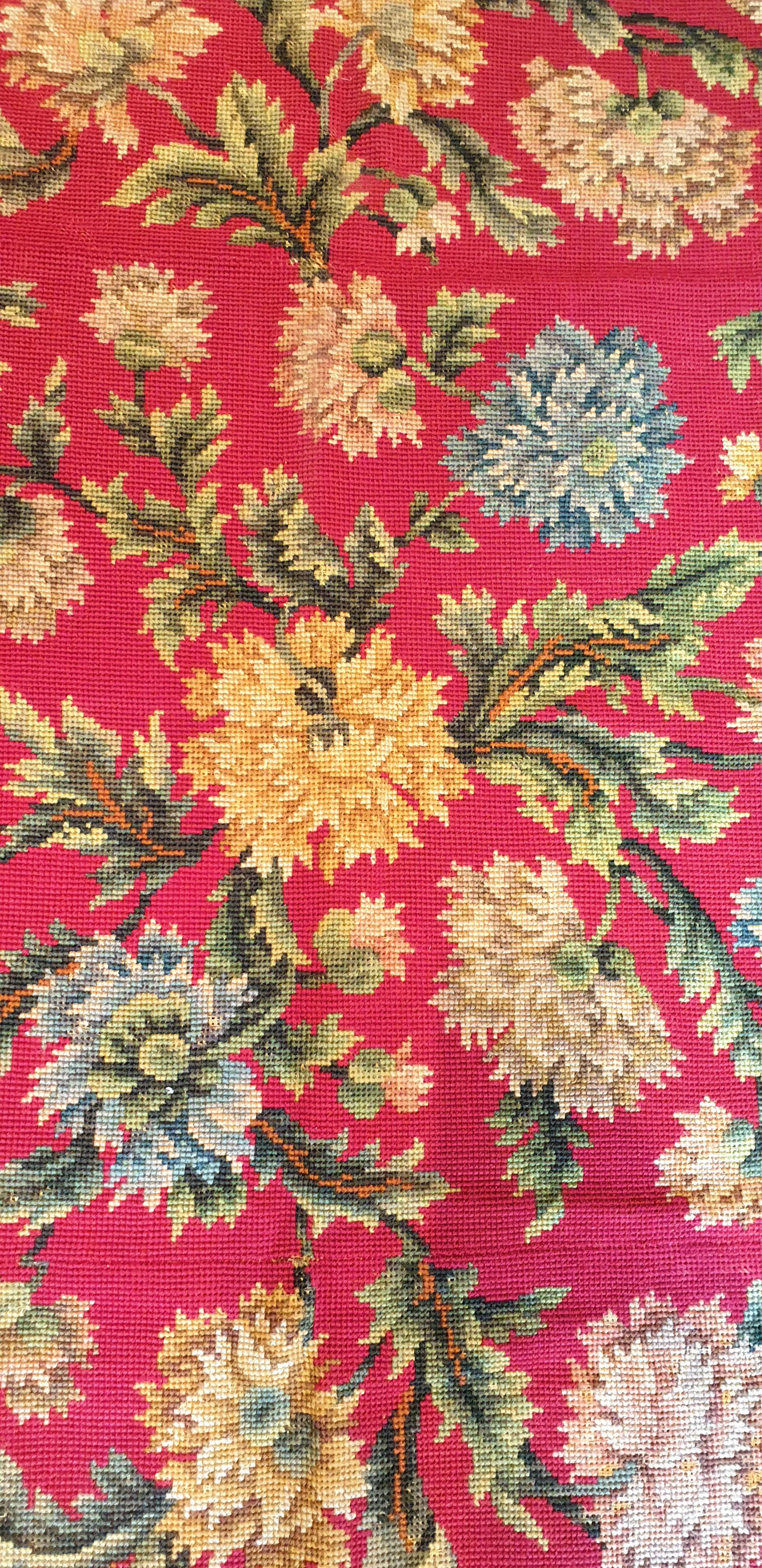 Late 19th Century 669 -  19th Century Needlepoint Rug Floral For Sale