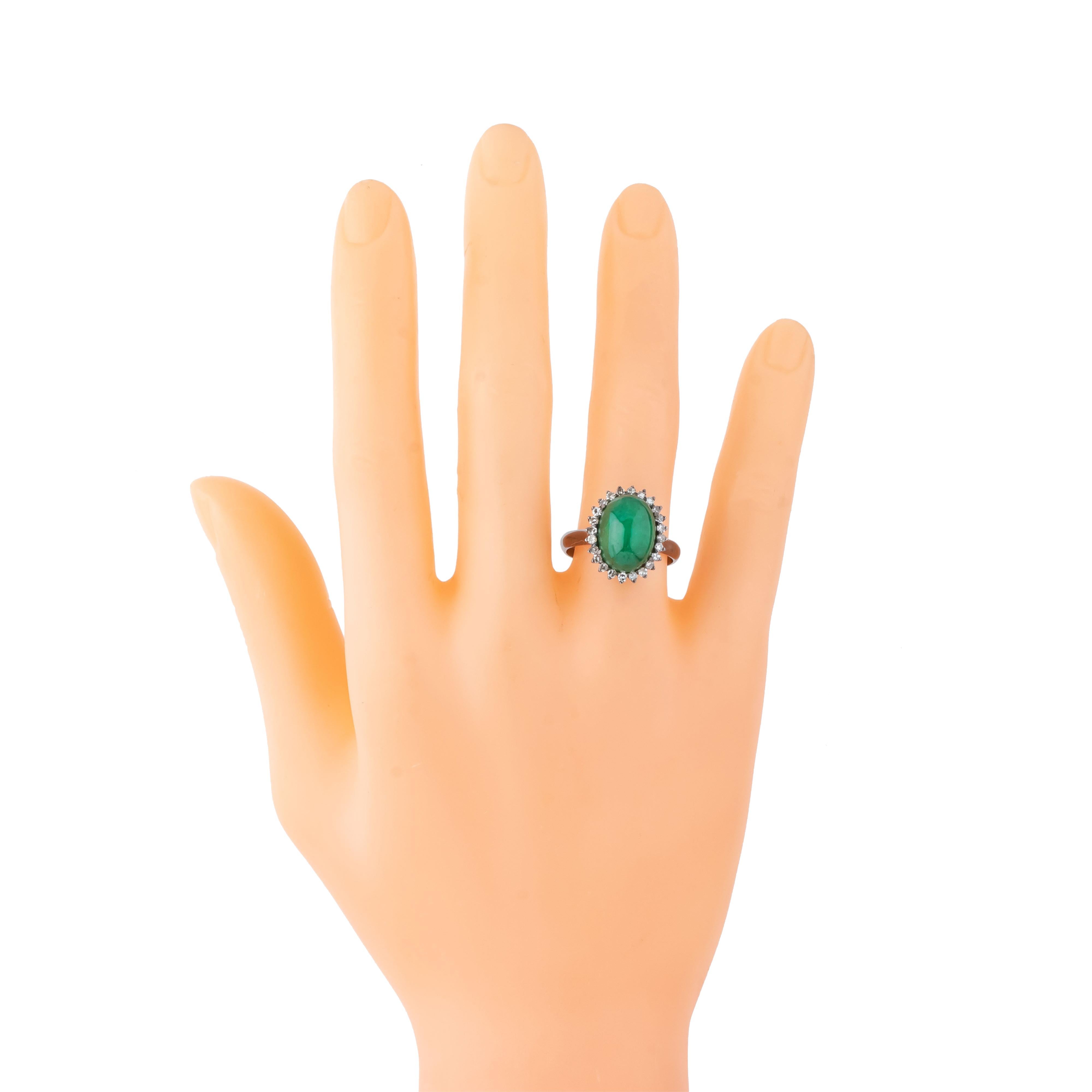Anillo solitario de diamantes y esmeraldas de 6,69 quilates en Nuevo estado para la venta en Jaipur, IN