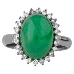6.69 Carat Diamond and Emerald Solitaire Ring