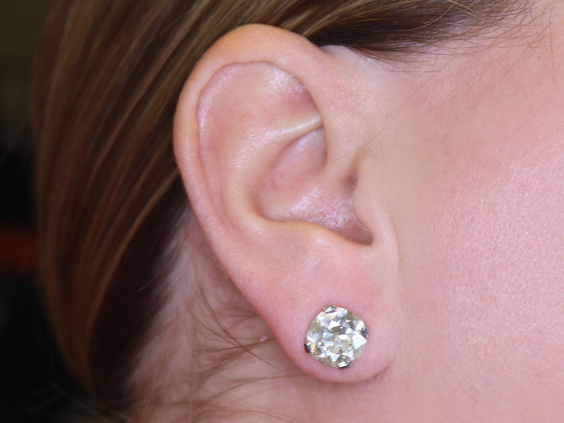 6.69 Carat Diamond and Platinum Stud Earrings 1