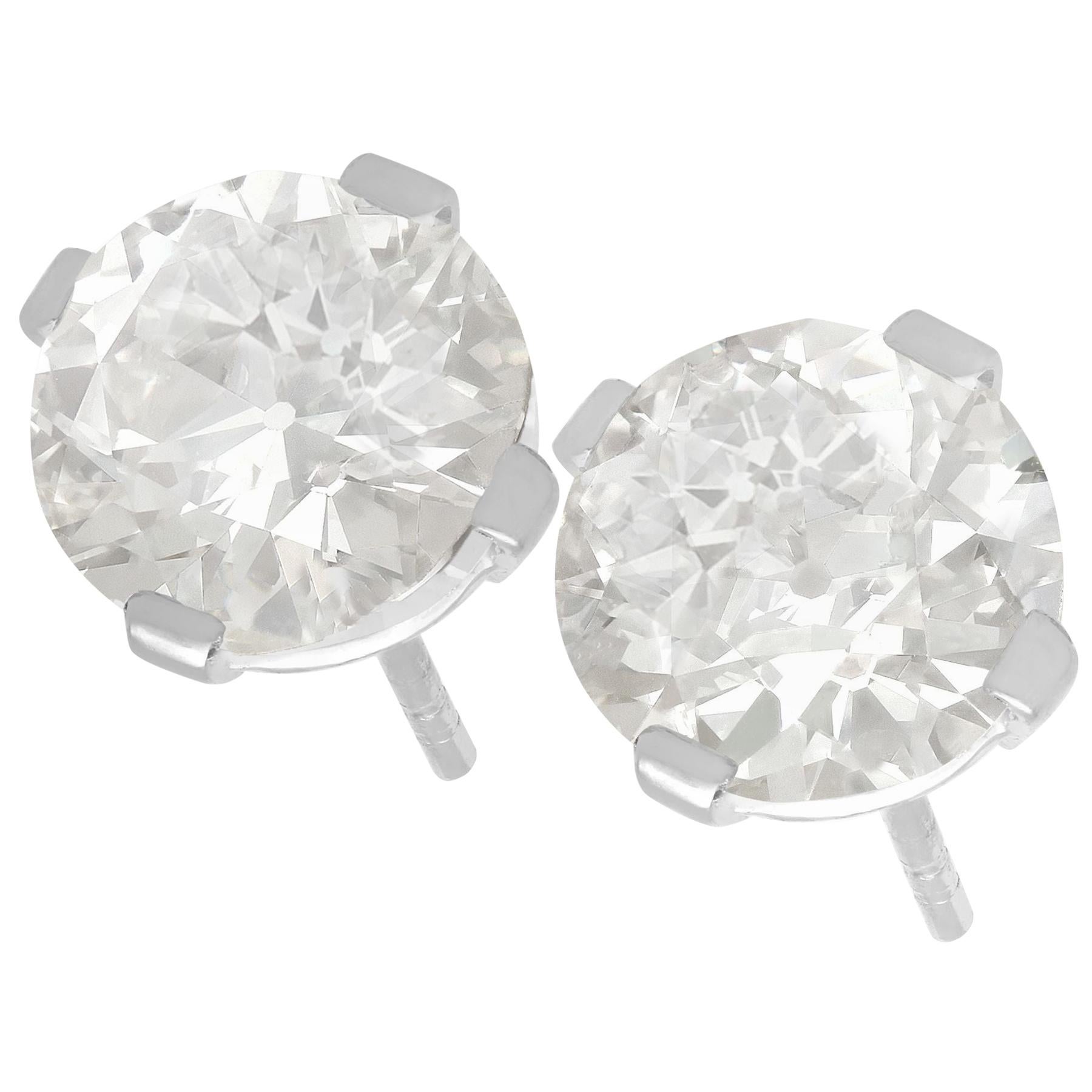 6.69 Carat Diamond and Platinum Stud Earrings
