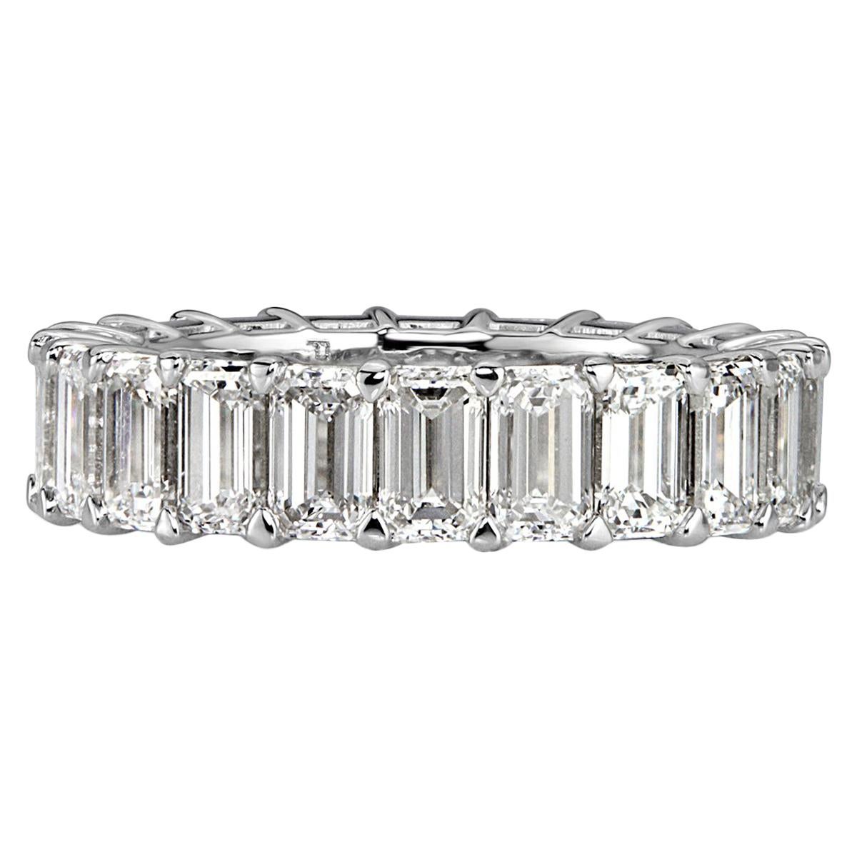 Mark Broumand 6.69 Carat Emerald Cut Diamond Eternity Band in 18k White Gold For Sale