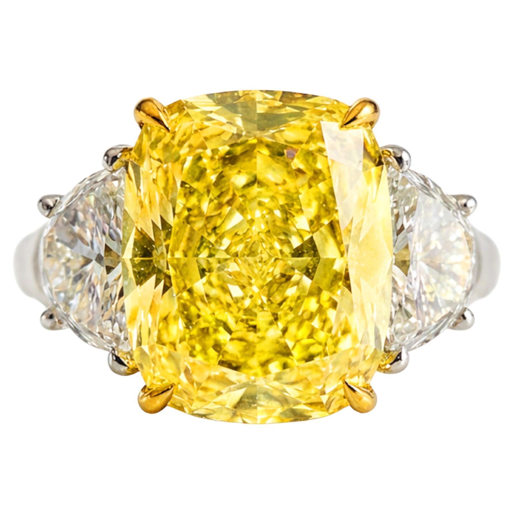 6,69 Karat GIA-zertifizierter Fancy Intense Yellow Diamantring