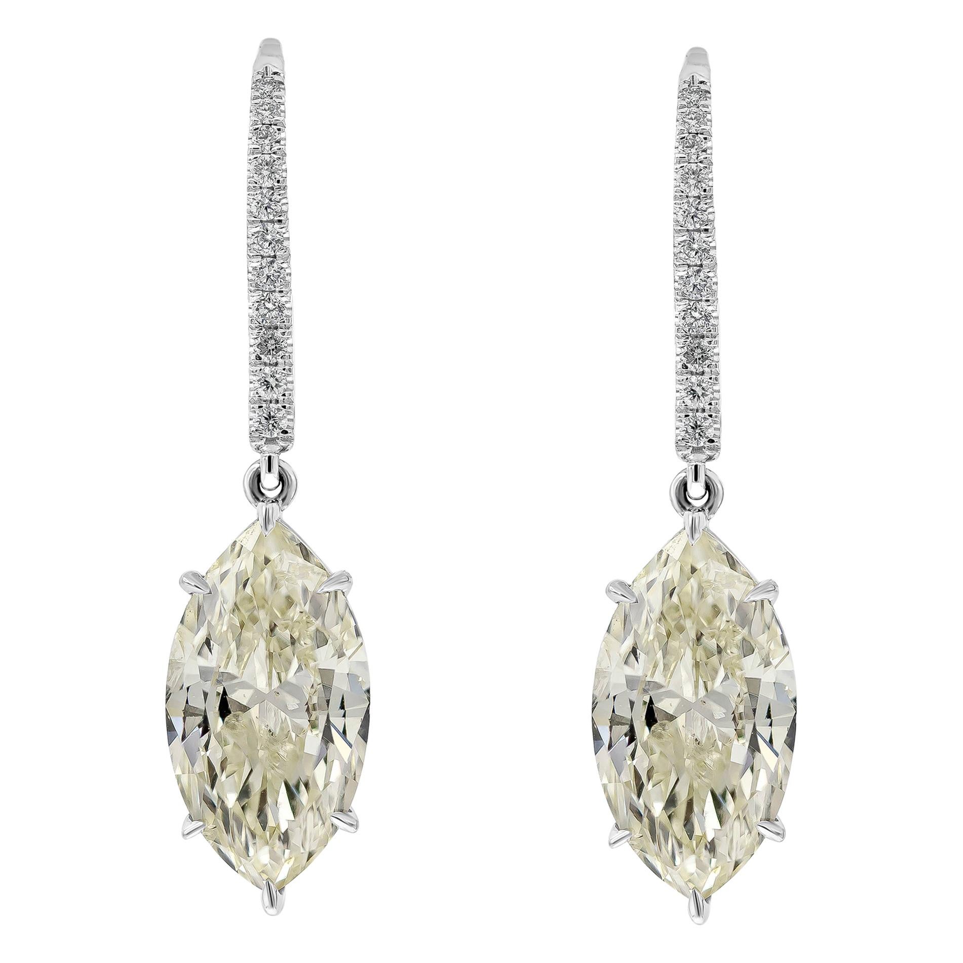 Roman Malakov, boucles d'oreilles pendantes en diamants taille marquise de 6,69 carats