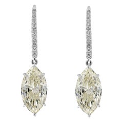 Roman Malakov, 6.69 Carat Marquise Cut Diamond Drop Earrings
