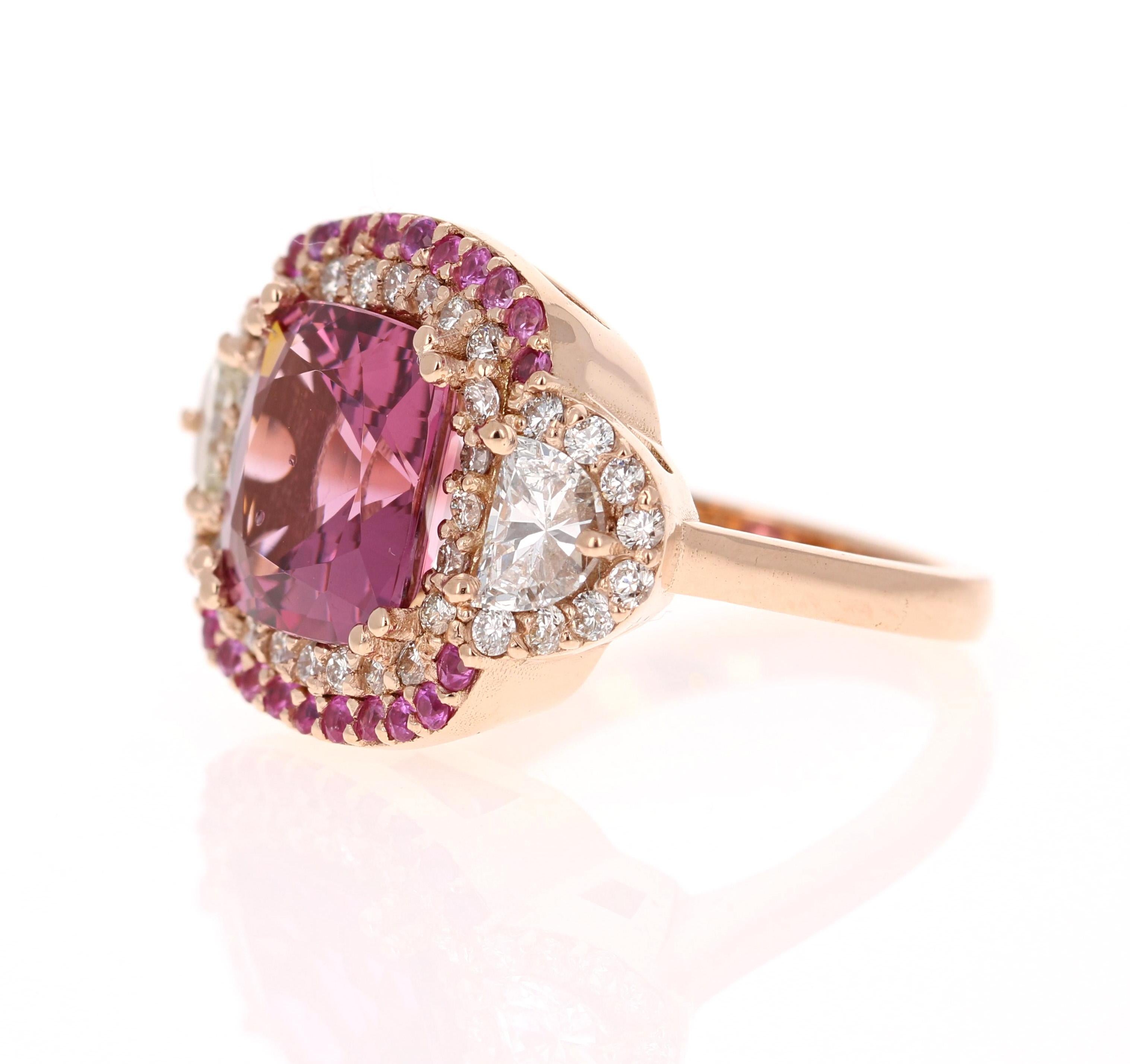 Modern 6.69 Carat No Heat Spinel Diamond 18 Karat Rose Gold GIA Certified Ring