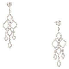 6.69 Carat Round Brilliant Diamond Chandelier Drop Earrings 18 Karat In Stock