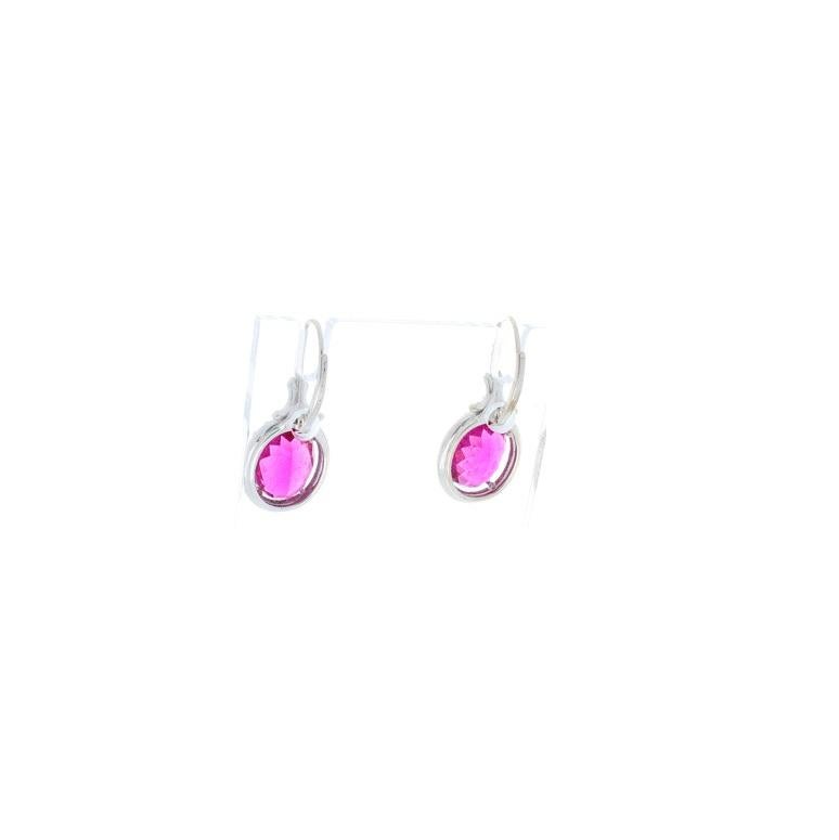 6.69 Carat Total Oval Rubellite and Diamond Earrings in 18 Karat White Gold In New Condition In Chicago, IL