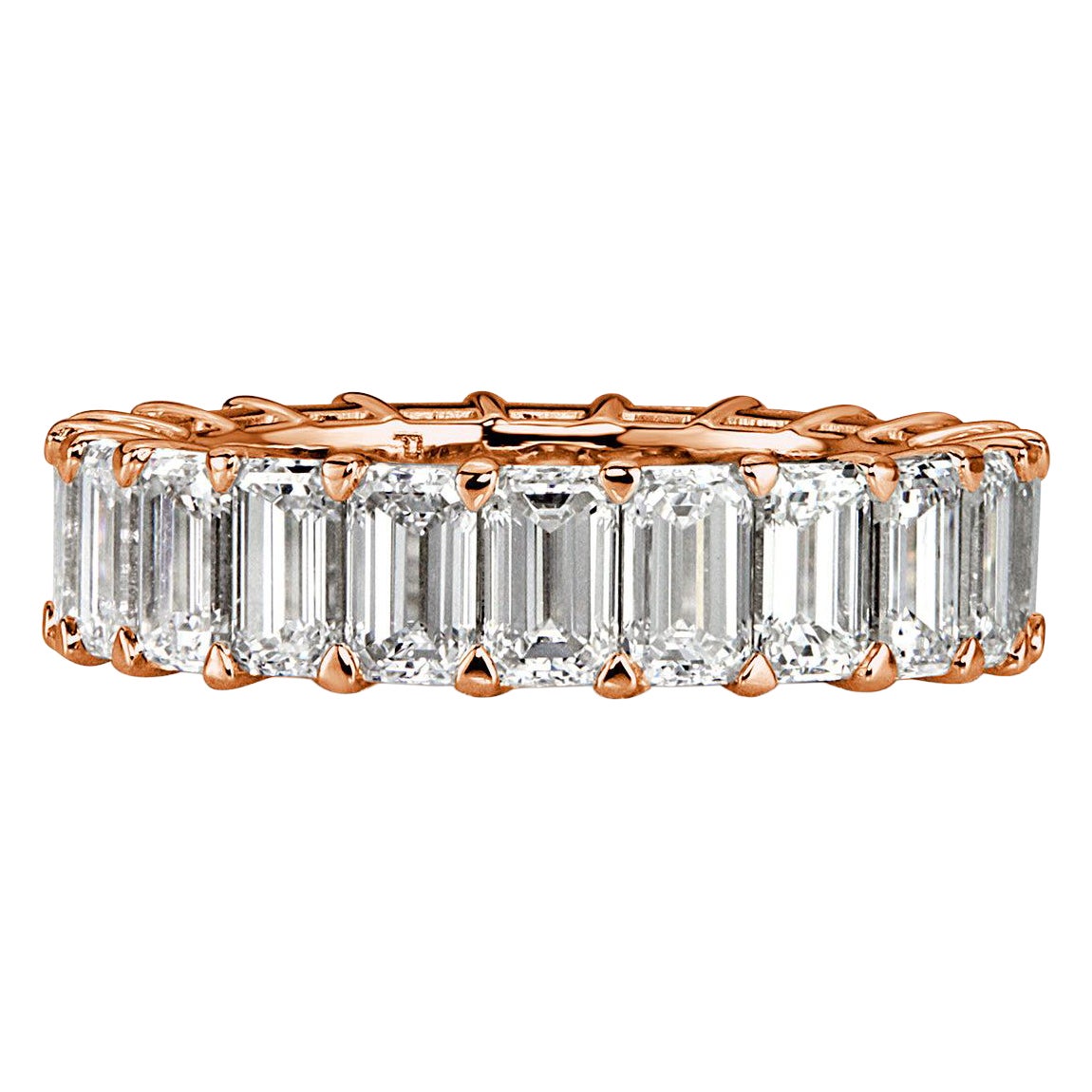 6.69ct Emerald Cut Diamond Eternity Band in 18k Rose Gold