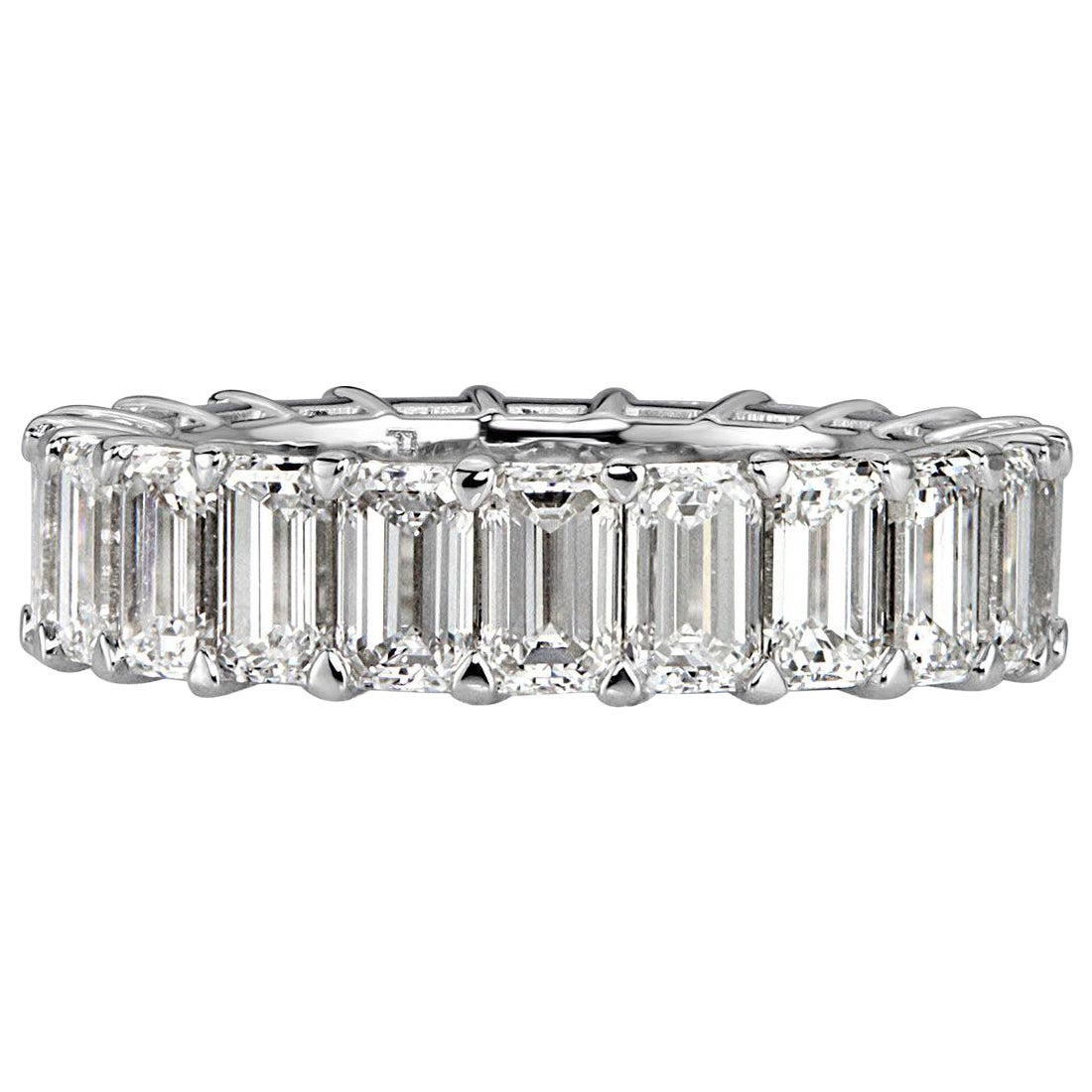 6.69ct Emerald Cut Diamond Eternity Band in 18k White Gold