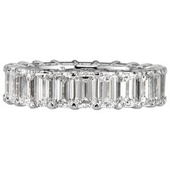 6.69ct Emerald Cut Diamond Eternity Band in 18k White Gold