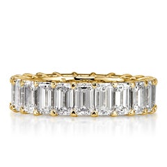 6.69ct Emerald Cut Diamond Eternity Band in 18k Yellow Gold