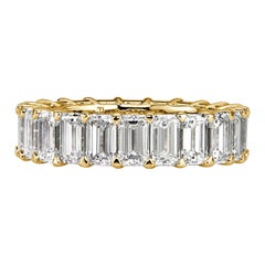 6.69ct Emerald Cut Diamond Eternity Band in 18k Yellow Gold