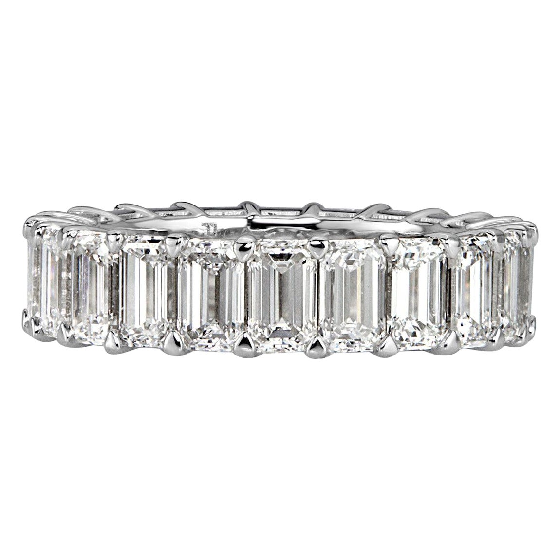 6.69ct Emerald Cut Diamond Eternity Band in Platinum For Sale