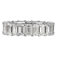 6.69ct Emerald Cut Diamond Eternity Band in Platinum