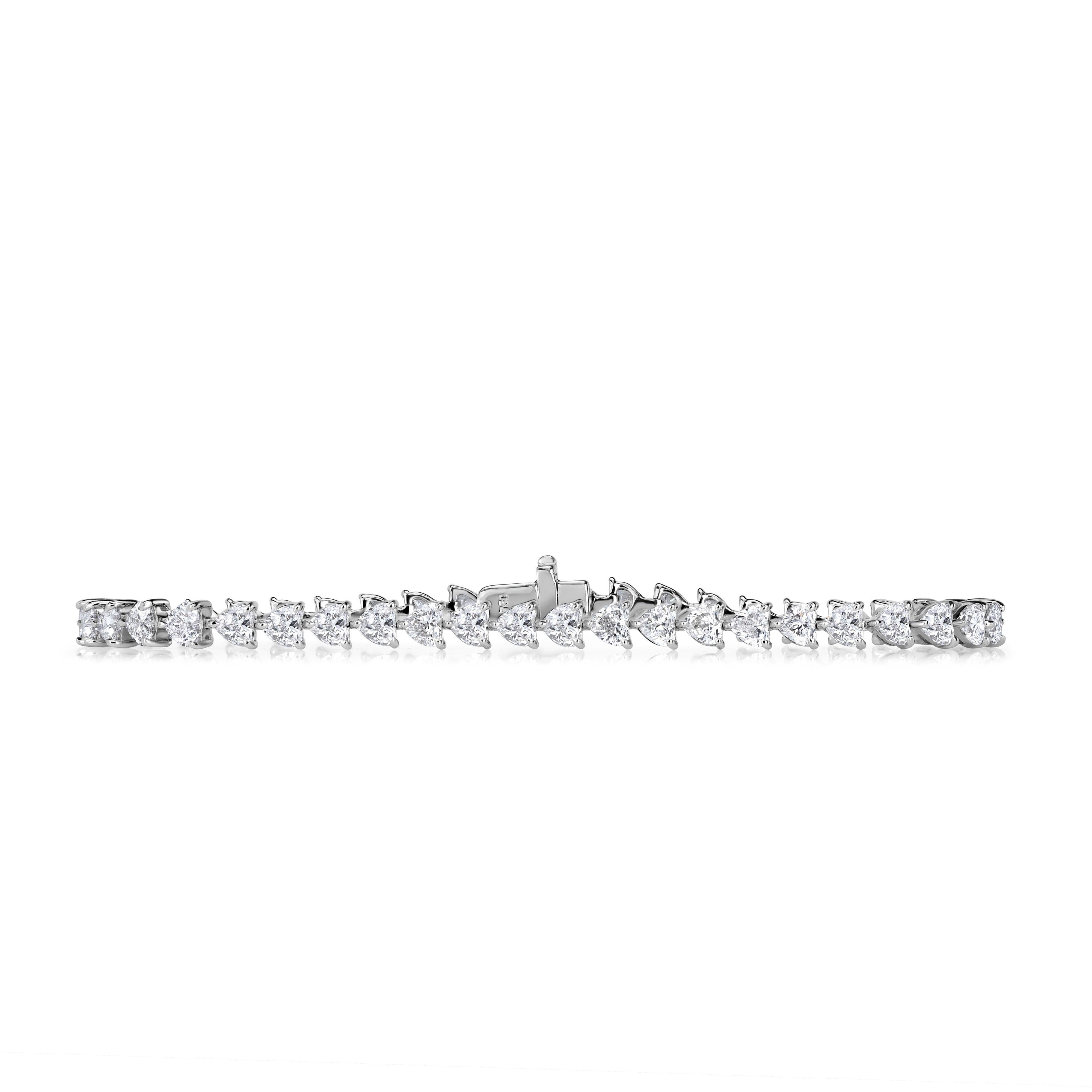 6.69ct Heart Shaped Diamond Tennis Bracelet