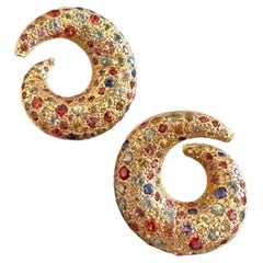 6.69cts Saphirs Multicolores et Boucles d'oreilles en or 18kt