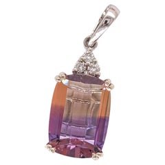 6.6ct Ametrine Pendant w Earth Mined Diamonds in Solid 14K White Gold CU 14x10mm