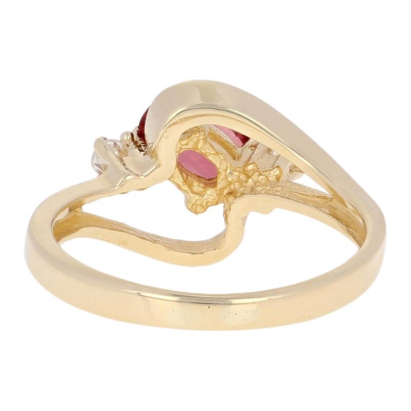 .66ctw Granat & Diamant Ring, 14k Gelbgold Bypass () 5