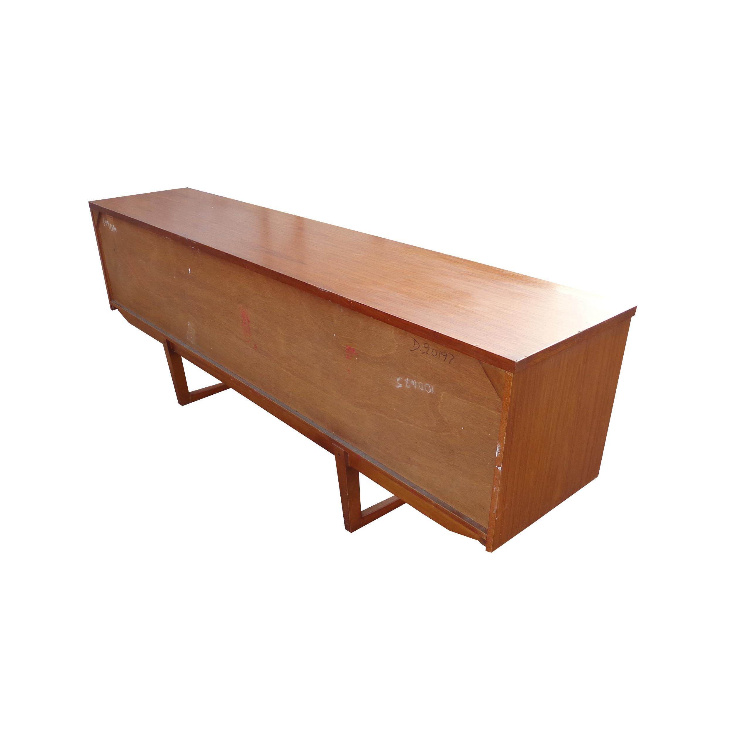 20th Century Mid Century Teak Side Board Credenza with Sleigh Base For Sale