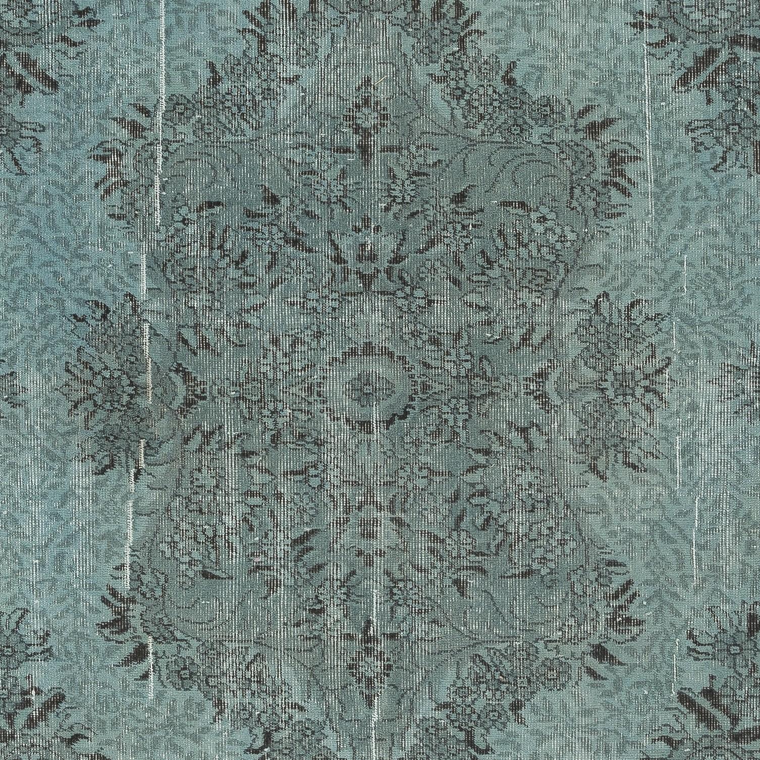 Alfombra turca contemporánea anudada a mano de 6,6 x 10 pies, teñida de azul claro Anudado a mano en venta