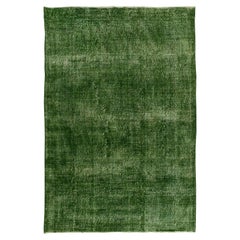 6.6x10 Ft Distressed Handmade Vintage Turkish Area Rug Over-Dyed in Green Colors 6.6x10 Ft Distressed Handmade Vintage Turkish Area Rug Over-Dyed in Green Colors