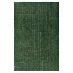 Tappeto turco 6.6x10 Ft fatto a mano. Tappeto vintage sovratinto verde per la casa moderna