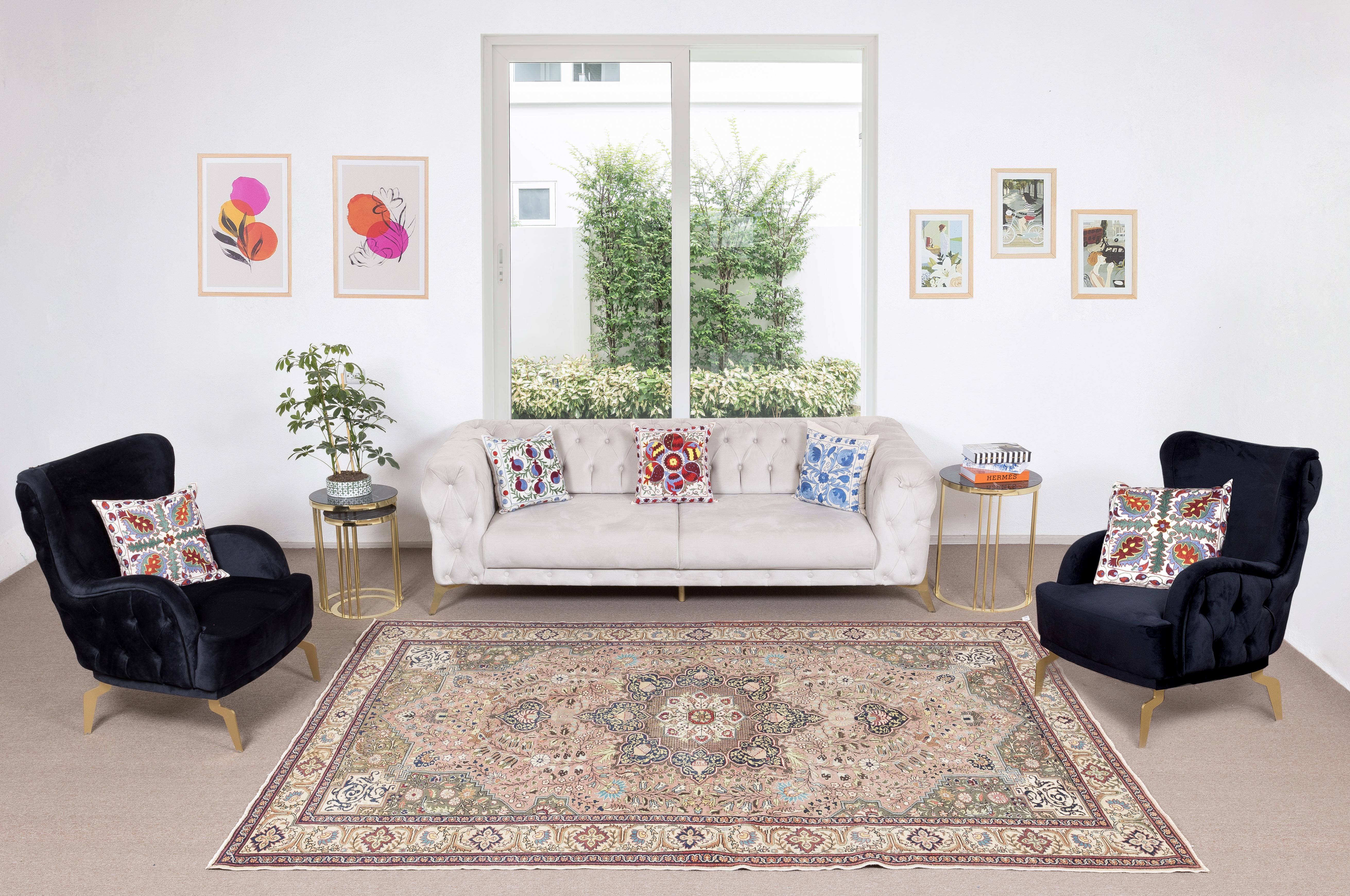 6.6x10 Ft Moderner handgeknüpfter türkischer Kayseri-Wollteppich aus Wolle für Wohnzimmerdekor (21. Jahrhundert und zeitgenössisch) im Angebot