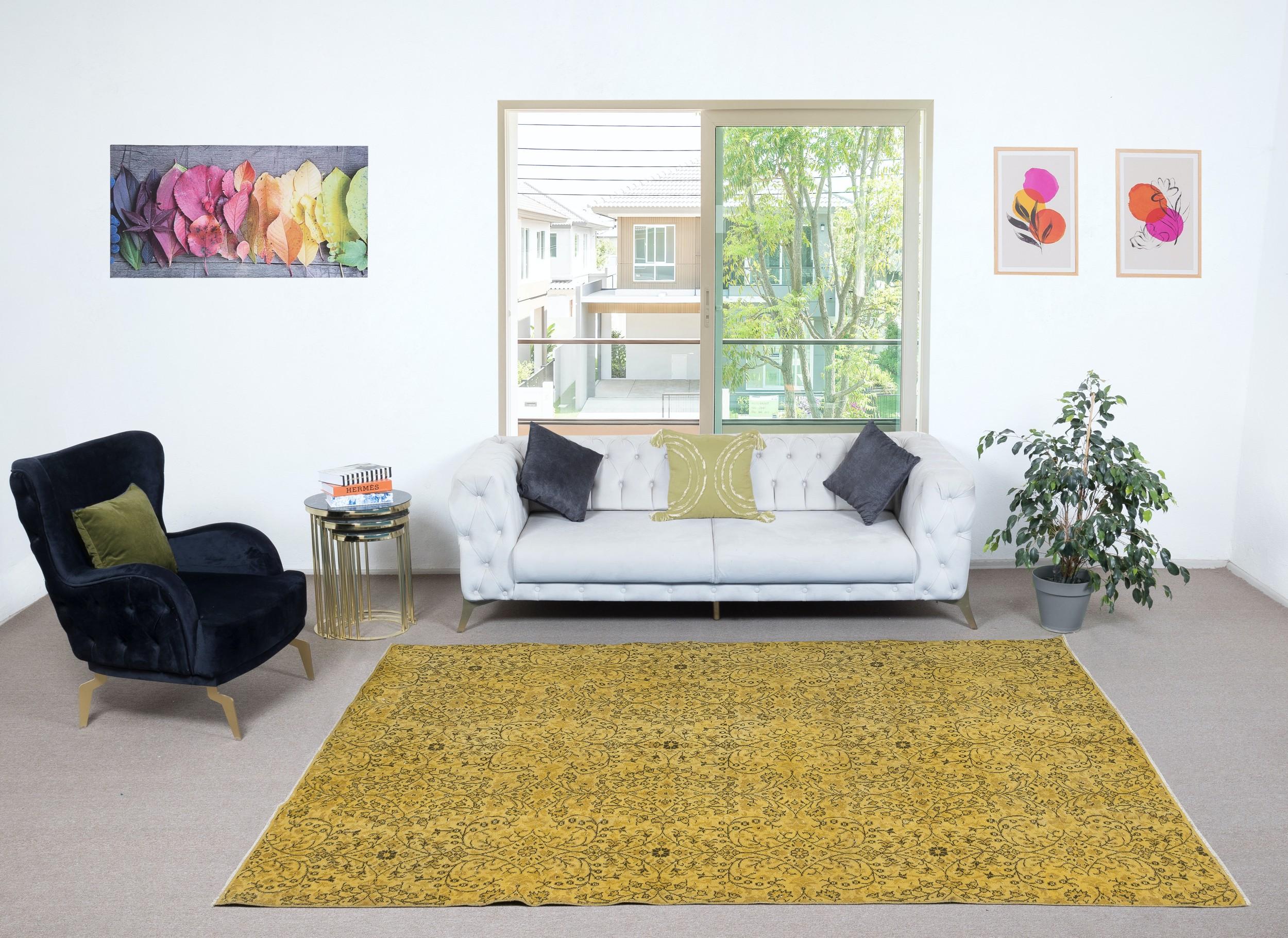 Our over-dyed rugs are all hand-knotted vintage pieces that are recreated in our workshop to cater to a wider range of interior design choices from modern to coastal, from industrial to rustic/cottage. These 50 to 70 year-old rugs were hand-knotted