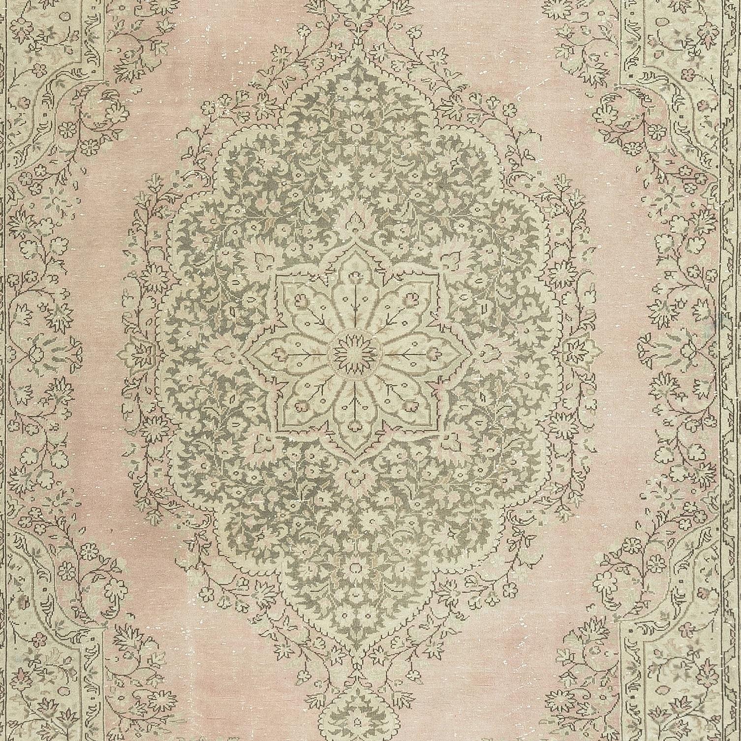 Annodato a mano Tappeto vintage da 6,6x10 piedi, unico nel suo genere. Tappeto turco fatto a mano in vendita