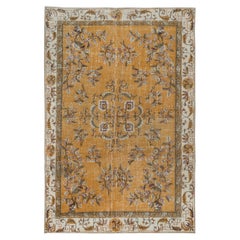 6.6x10 Ft Unique Chinese Art Deco Vintage Handmade Wool Rug in Orange & Beige