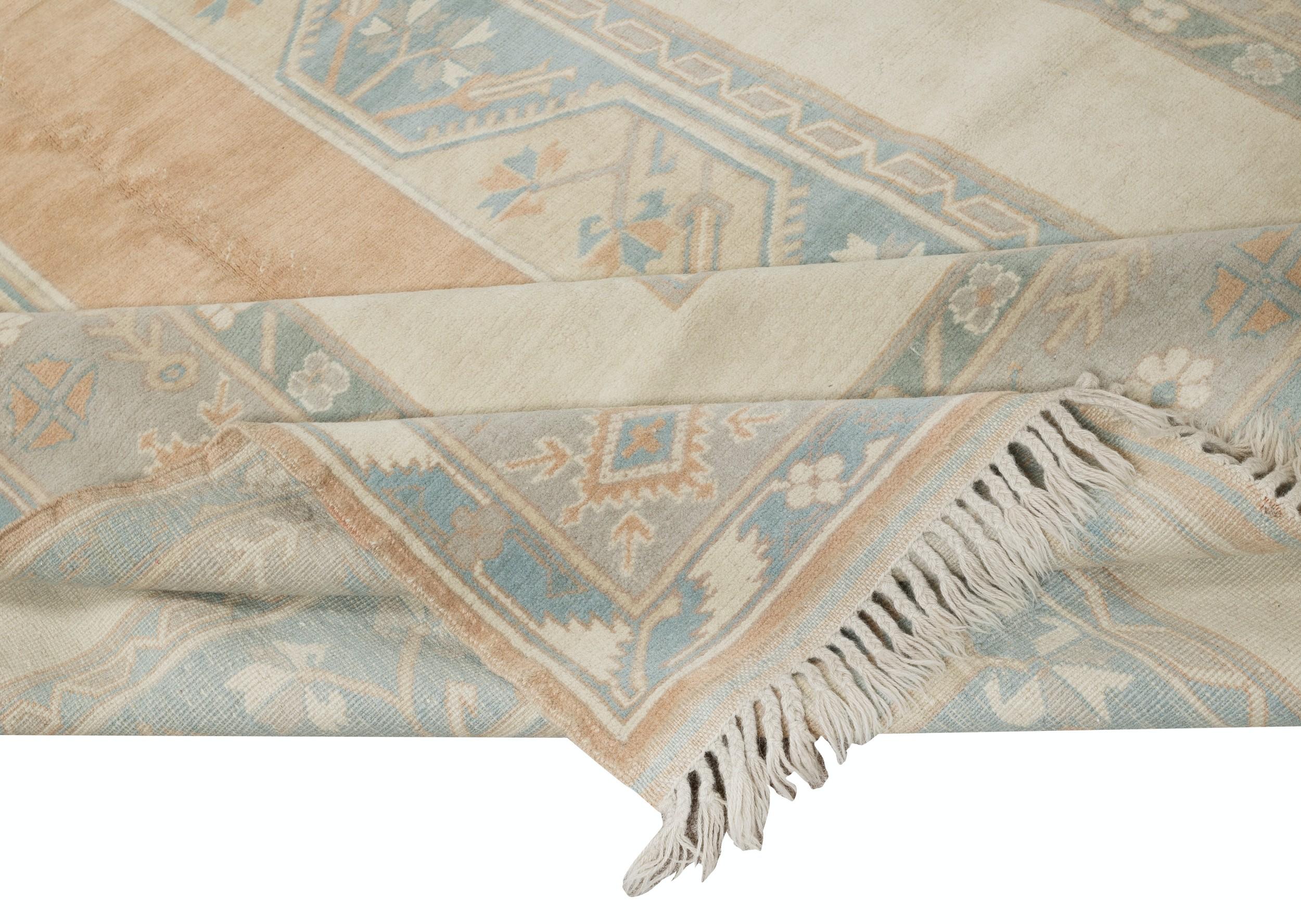 6.6x10 Ft Vintage Milas (Melas) Teppich. 100% Wolle. Handgefertigter Bauernhaus-Deko-Teppich (Land) im Angebot