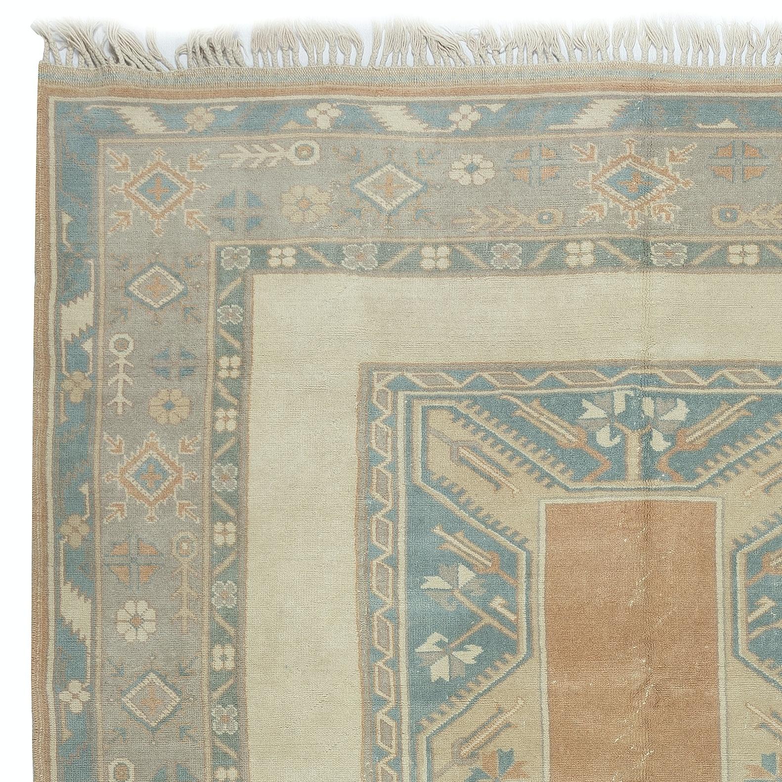 6.6x10 Ft Vintage Milas (Melas) Teppich. 100% Wolle. Handgefertigter Bauernhaus-Deko-Teppich (Türkisch) im Angebot