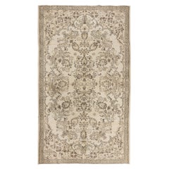 Tappeto Oushak vintage sbiadito dal sole, Beige Tappeto anatolico fatto a mano