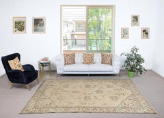 Tappeto Vintage Beige 6.6x10 Ft. Tappeto annodato a mano con Art Deco cinese