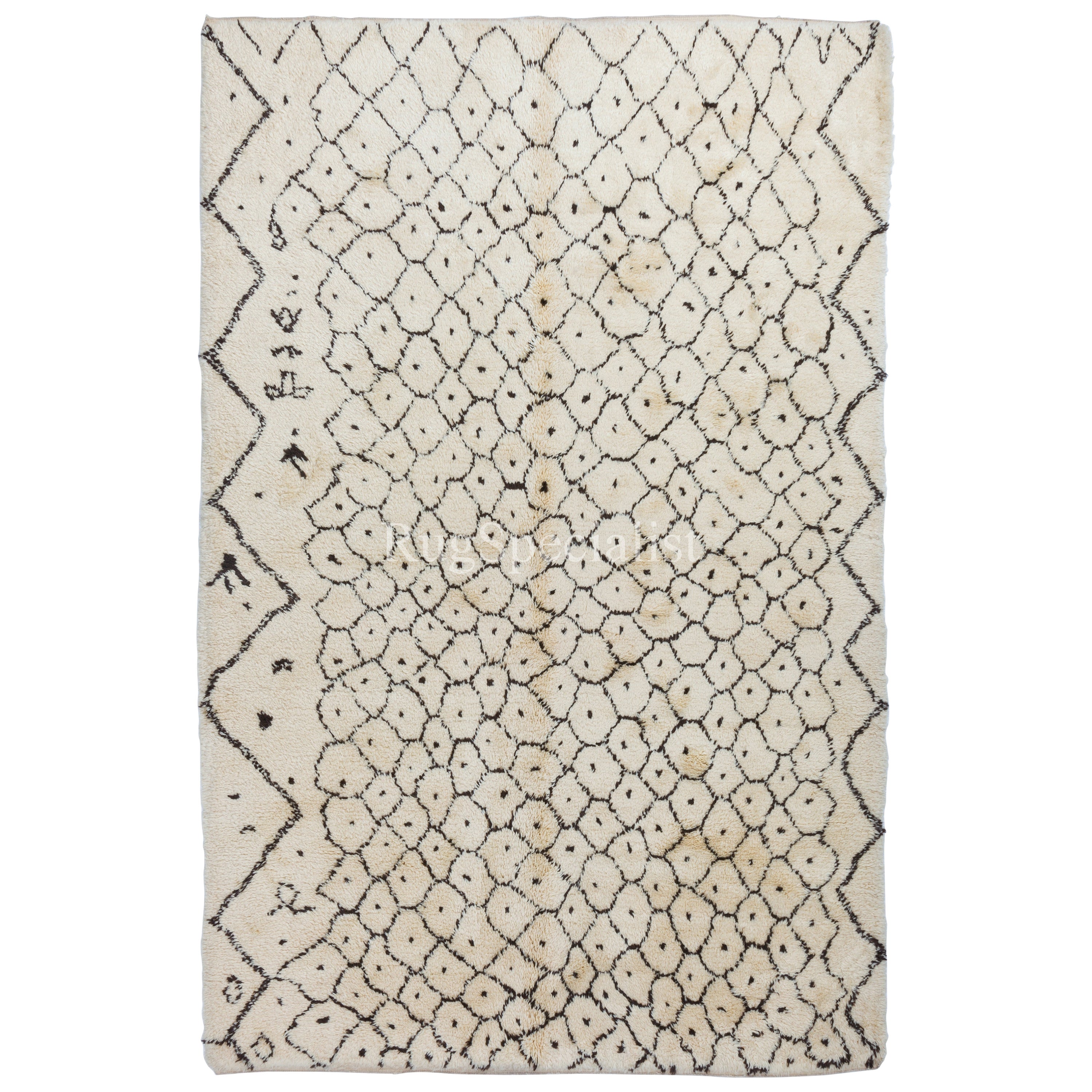 Tappeto marocchino berbero contemporaneo in stile tulù Azilal da 6,6x10,2 piedi, interamente in lana naturale in vendita