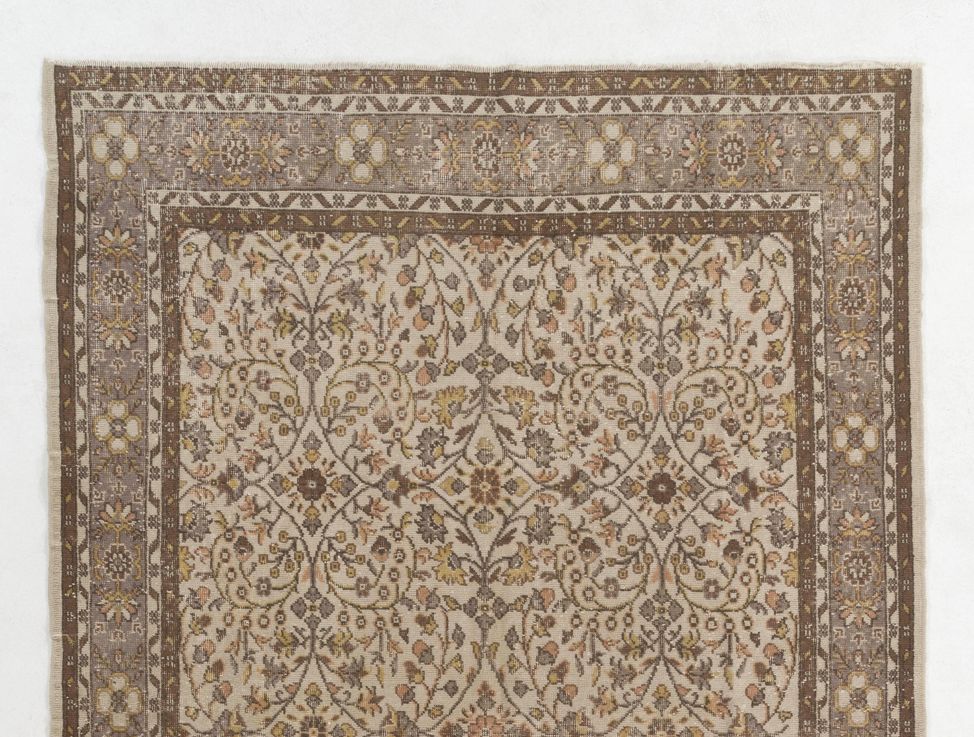 Vintage handmade sun-faded rugs are a type of traditional textile that have been woven by hand using natural fibers such as wool or cotton. These rugs were typically made in regions with sunny climates, where they were hung outside to dry after