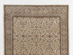 6.6.x10.2 Ft Hand-Knotted Floral Patterned Vintage Central Anatolian Wool Rug