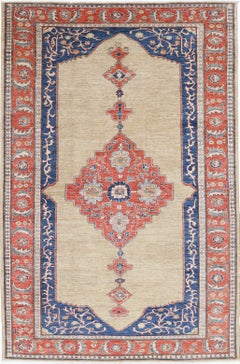 6.6x10.2 ft Hand Knotted Turkish Wool Area Rug with Medallion Design