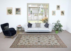 6.6x10.2 Ft Vintage Handmade Anatolian Rug for Country Homes & Rustic Interiors