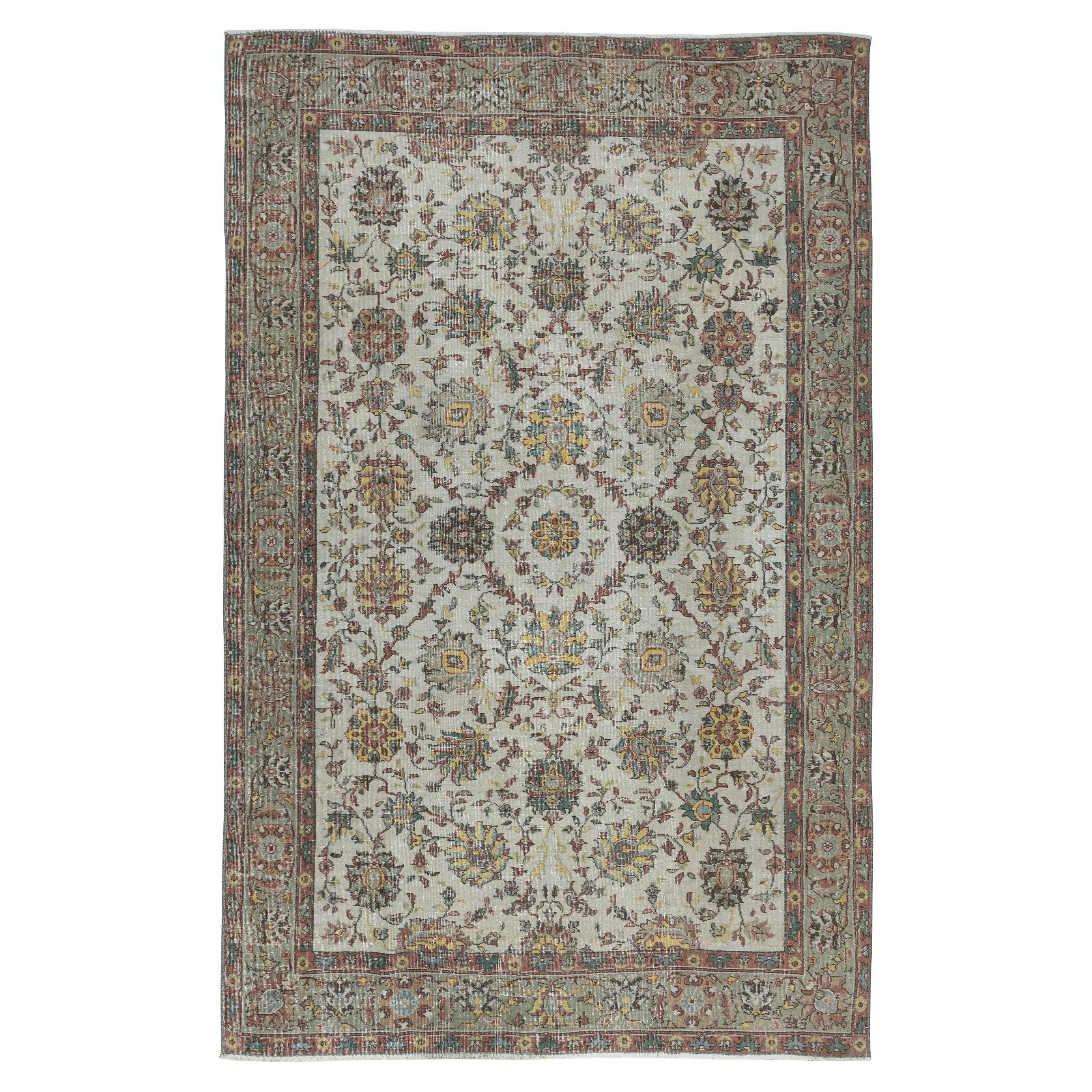 Tappeto anatolico vintage fatto a mano da 6,6x10,2 piedi per case di campagna e interni rustici in vendita