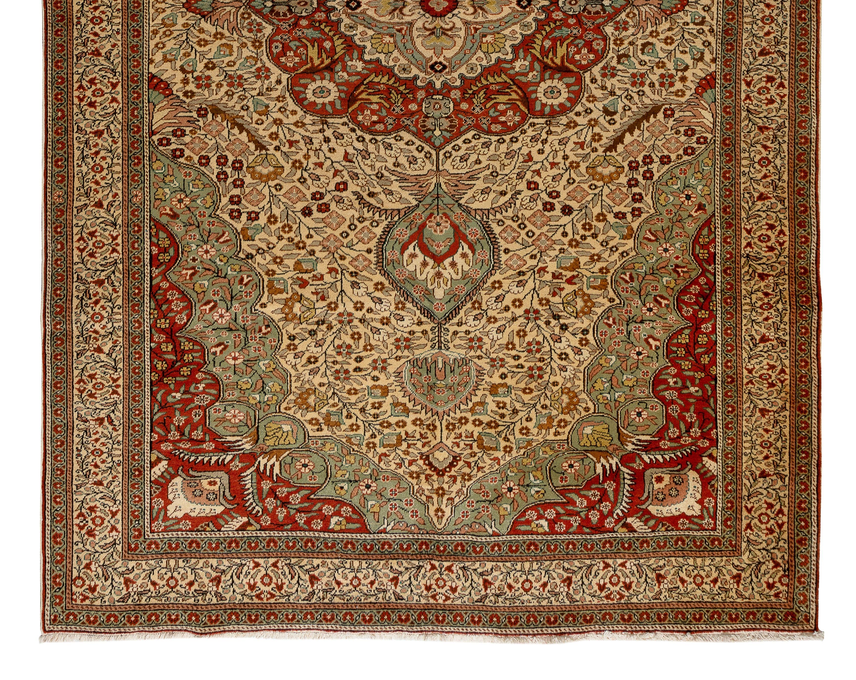 6.6x10.3 Ft Feiner Vintage Kayseri-Teppich. Gleichmäßiger mittlerer Wollflor auf Baumwollbasis (Türkisch) im Angebot