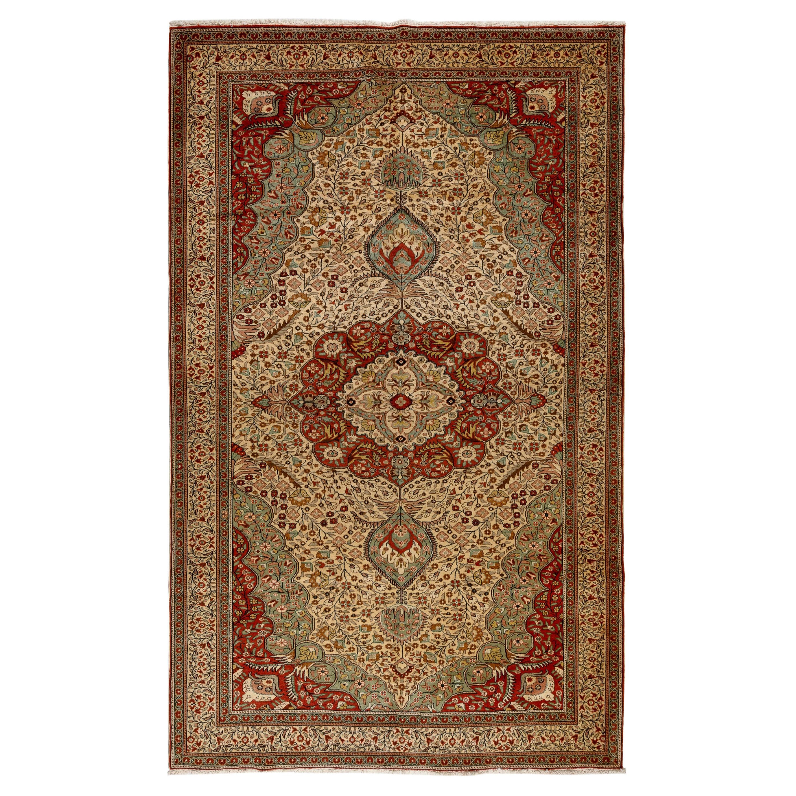 Tappeto Fine Vintage Kayseri 6.6x10.3 Ft. Pile di lana medio su fondo di cotone