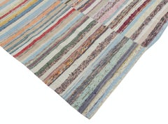 6.6x10.4 ft Handmade Kilim, Vintage Rag Rug, Multicolored Stripe Pattern Carpet