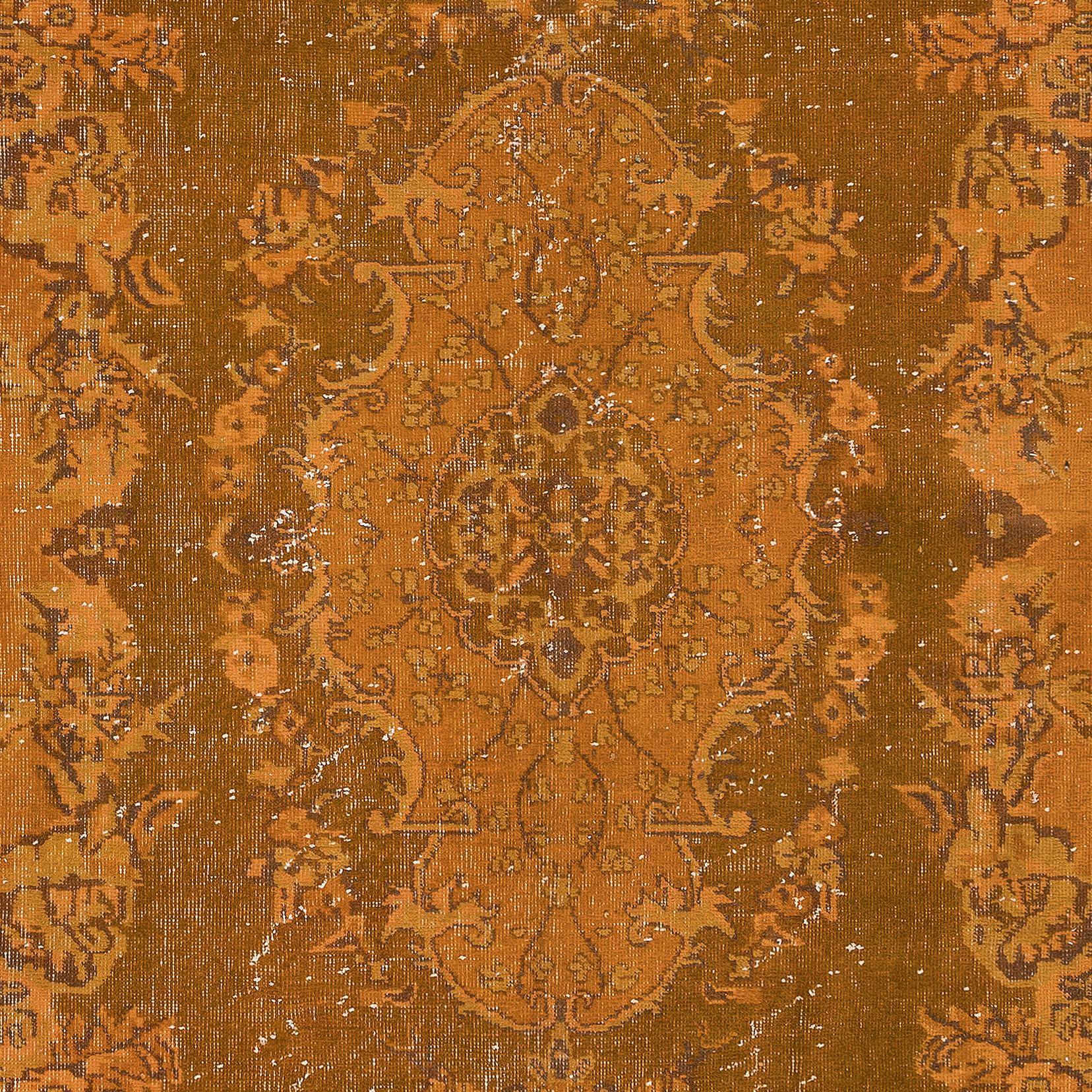 Hand-Knotted 6.6x10.4 Ft Traditional Orange Handknotted Turkish Area Rug for Modern Interiors For Sale