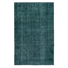 6.6x10,5 Ft Traditioneller handgefertigter dunkelgrüner ReDyed-Teppich in Dunkelgrün für moderne Inneneinrichtung