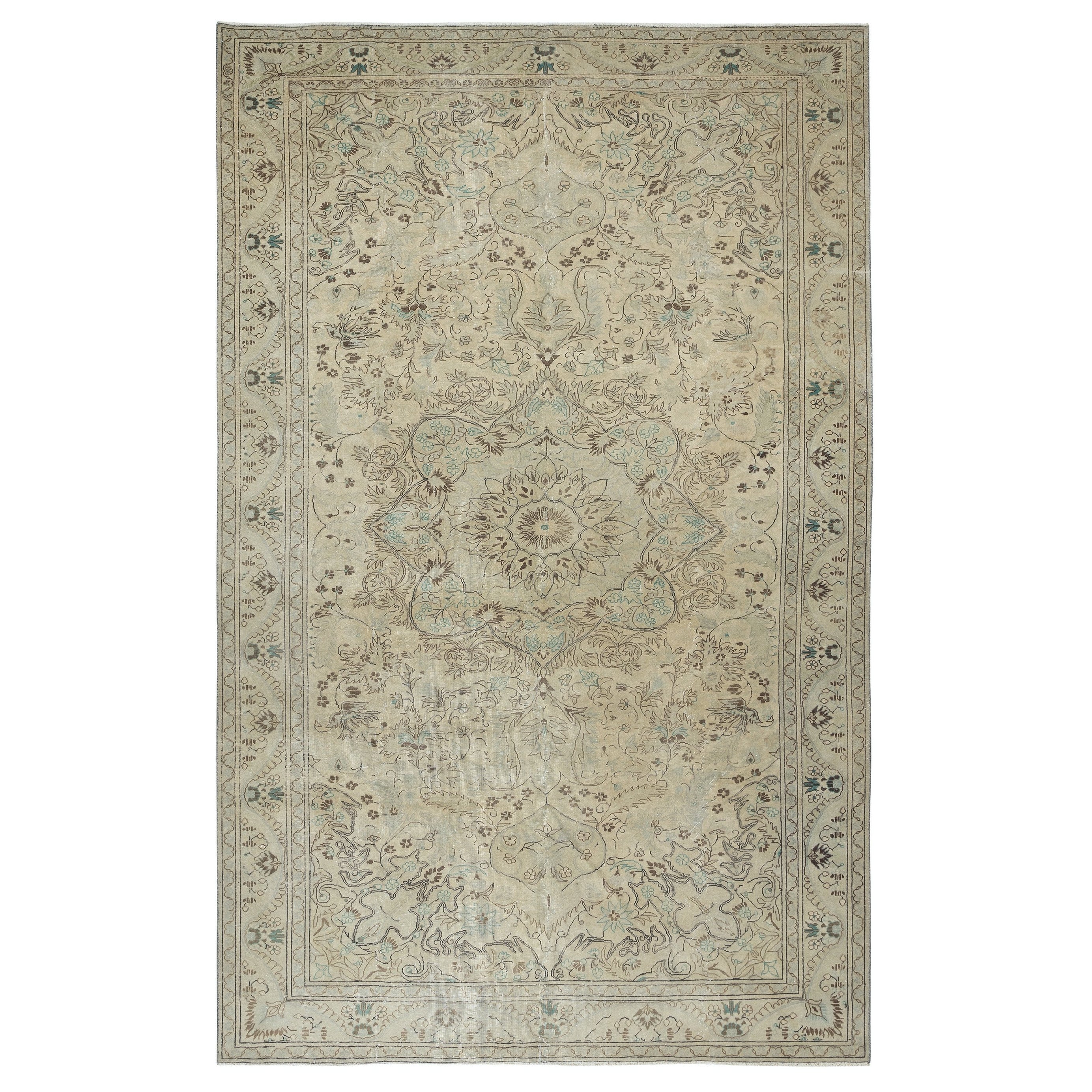 6.6x10.6 Ft Modernity Kayseri Area Rug, Handmade Wool Carpet in Beige (Tapis de laine fait à la main)