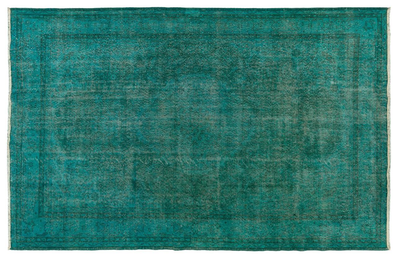 6.6x10.6 Ft Turquoise Blue Color ReDyed Vintage Turkish Rug for Modern Interiors 1