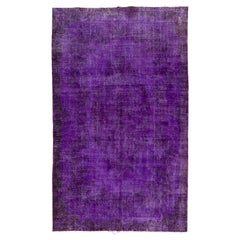 6.6x10.7 Ft Distressed Vintage Medallion Design Handmade Rug Over-Dyed in Purple